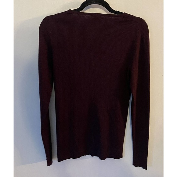 Ann Taylor Wool/ Silk/Cashmere Jeweled Sweater Deep Wine Women’s Size Medium - Picture 2 of 6